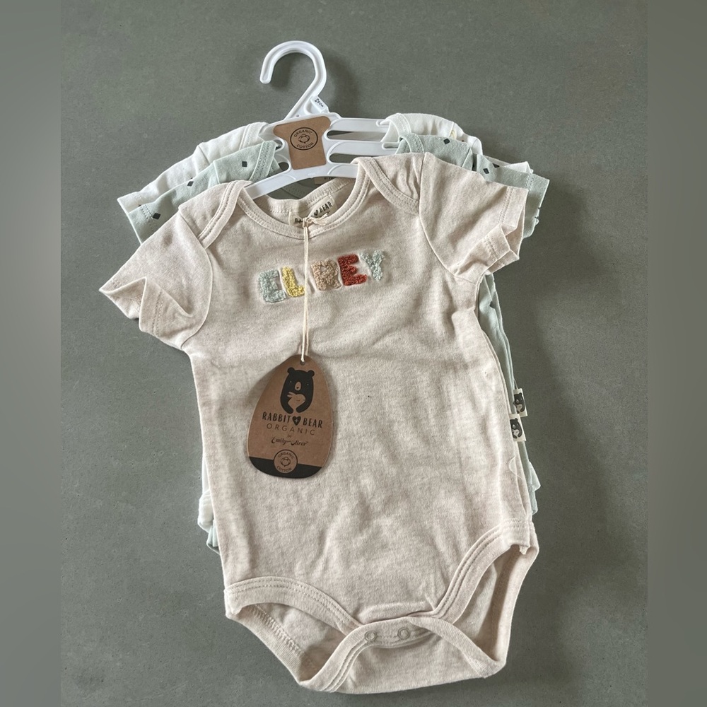 NWT Rabbit Bear Organic Cotton Onesie 3-pack